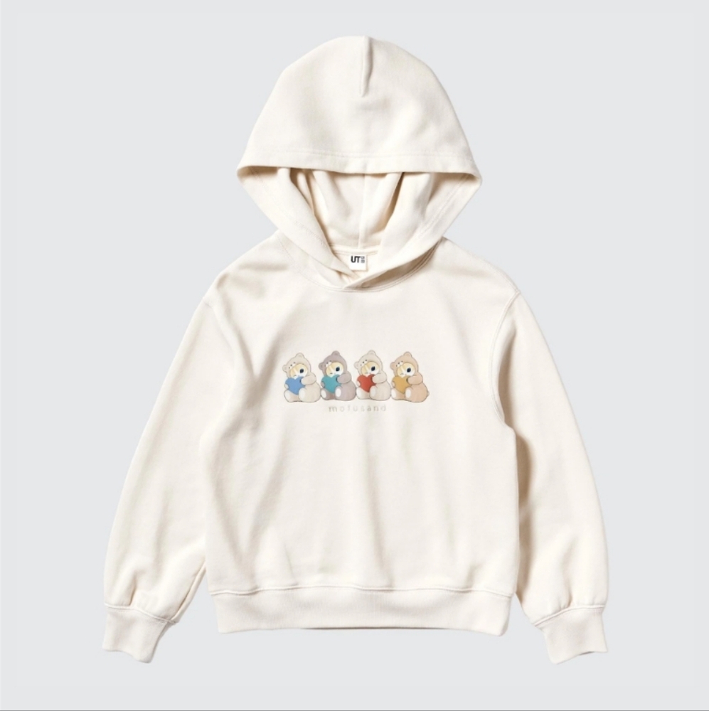 NWT Mofusand Teddy Meow Graphic Hoodie Kids Sweatshirt Size 9-10Y(140) Uniqlo